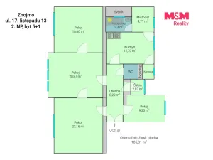 Prodej bytu 4+1, Znojmo, 17. listopadu, 105 m2