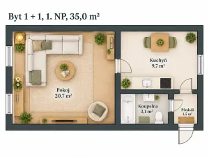 Prodej bytu 1+1, Olomouc, Jana Koziny, 35 m2