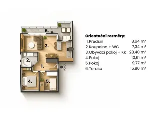 Prodej bytu 3+kk, Bošovice, Vyhlídka, 84 m2