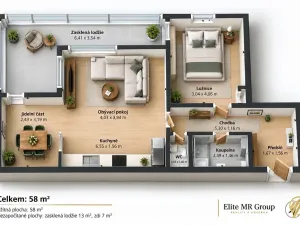 Pronájem bytu 2+kk, Mladá Boleslav, 17. listopadu, 58 m2