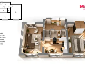 Prodej bytu 2+1, Praha - Malešice, Počernická, 51 m2