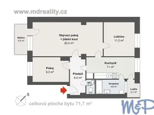 Pronájem bytu 3+1, Jihlava, Brtnická, 73 m2