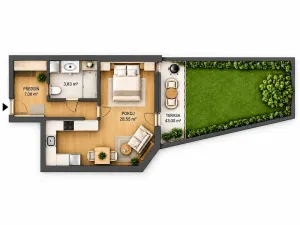 Pronájem bytu 1+kk, Brno, Bělohorská, 41 m2