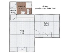 Pronájem bytu 2+kk, Milovice, Slepá, 39 m2