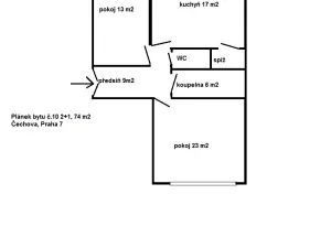 Pronájem bytu 2+1, Praha - Bubeneč, Čechova, 71 m2