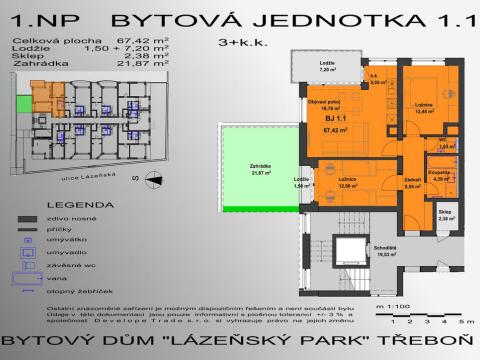 Prodej bytu 3+kk, Třeboň - Třeboň II, Lázeňská, 70 m2