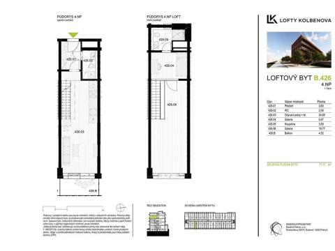 Prodej bytu 2+1, Praha - Vysočany, Kolbenova, 66 m2