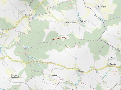 Dražba lesa, Psárov, 2949 m2