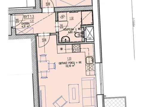 Prodej bytu 2+kk, Brno, Chvalovka, 46 m2