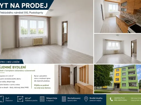 Prodej bytu 2+1, Postoloprty, Třebízského náměstí, 62 m2